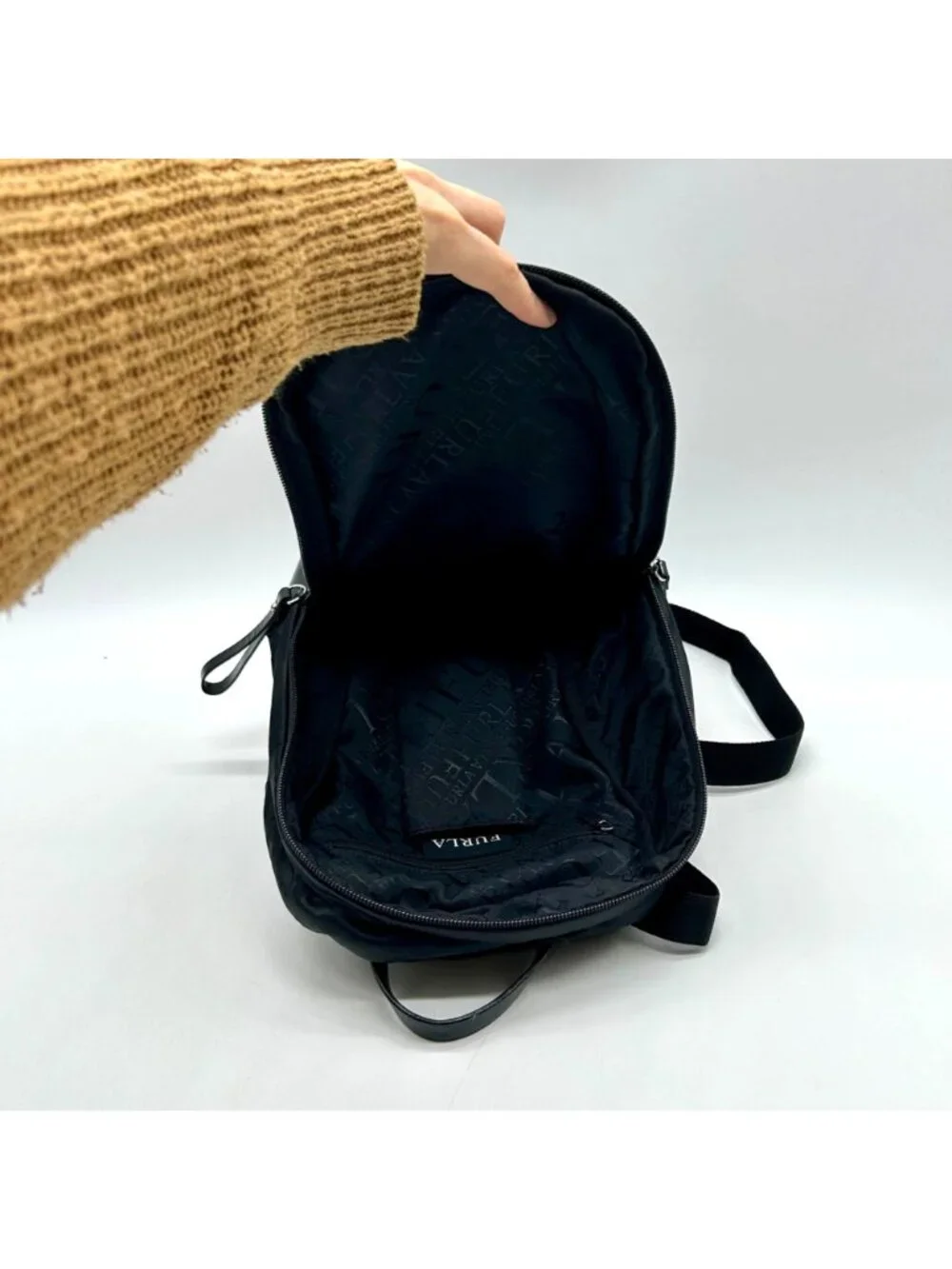 Furla Black Nylon Mini Backpack
